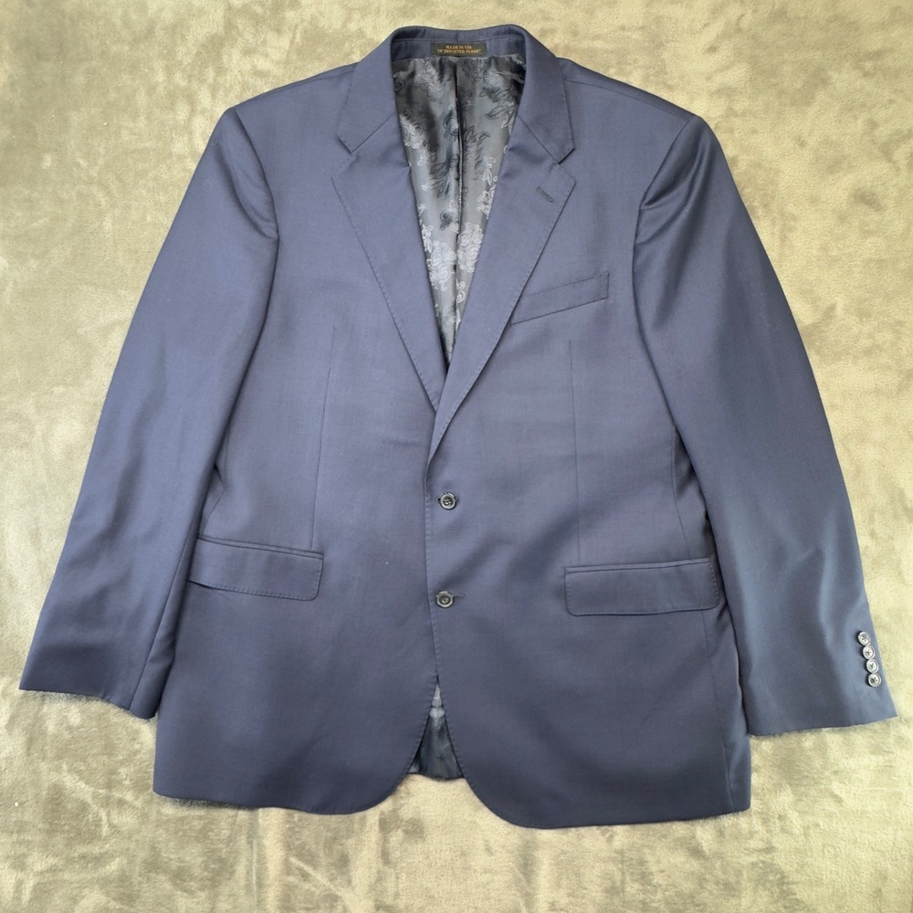 Jos A Bank Reserve Liberty Blazer‎ Mens 48L Navy Blue Wool Sport Coat